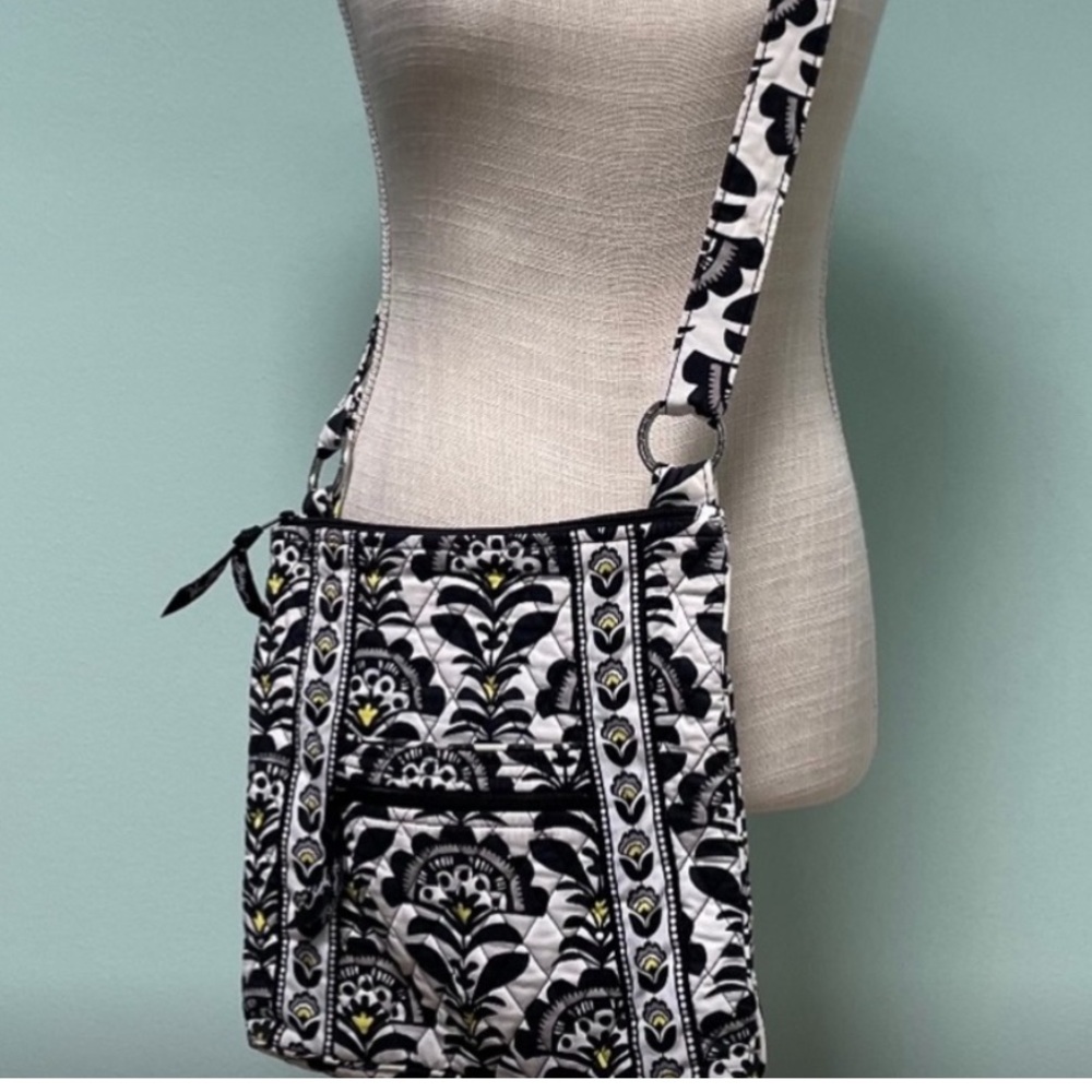 Floral Crossbody Bag Black and White